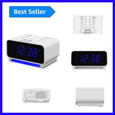 Elegant SmartSet Dual Alarm Clock Radio, 0.9'' LED Display with Blue Accent Light