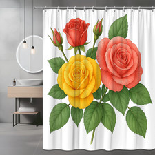 Colorful Floral Rose Shower Curtain - Elegant Bathroom Decor
