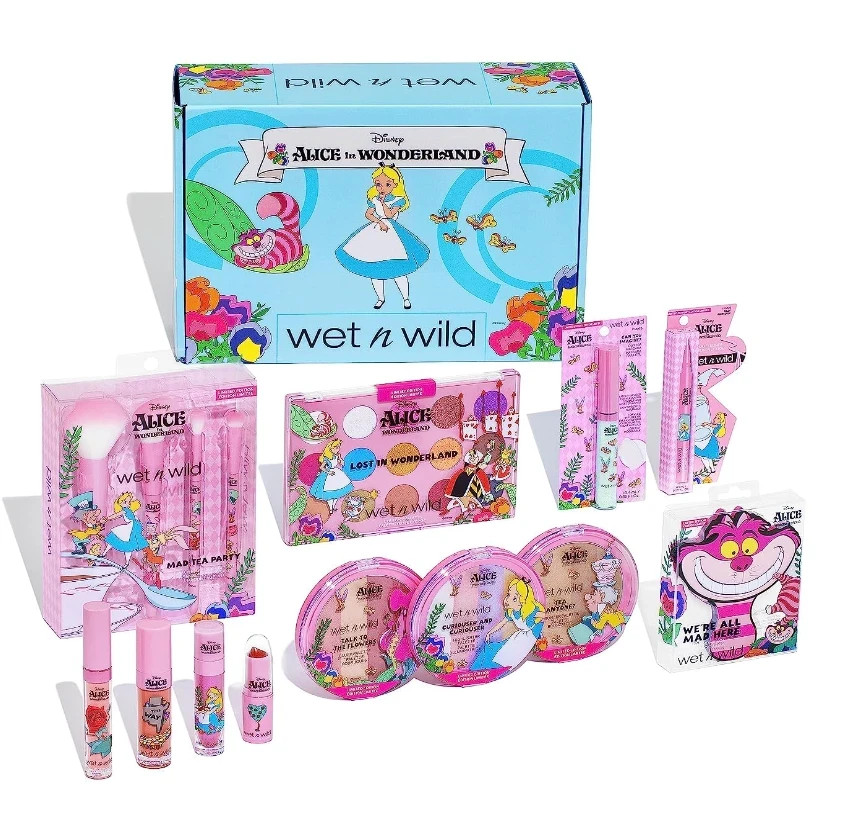 ¡NUEVO! Raro juego de maquillaje húmedo y salvaje Alicia en el país de las maravillas 12 piezas en caja