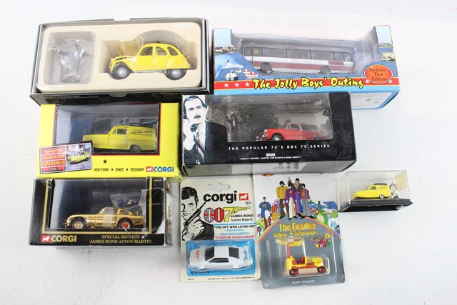 10 British TV Film Diecast Models Corgi Fawlty Towers James Bond Beatles Etc x 8