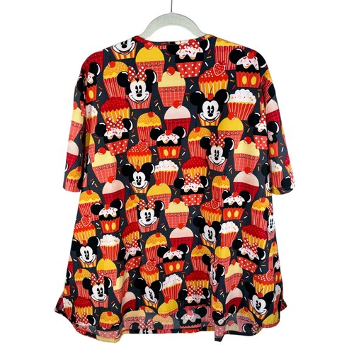 Disney Women's 5XL Mickey & Minnie Mouse Dessert Ice Cream Cupcake Scrub Top - Picture 2 of 9