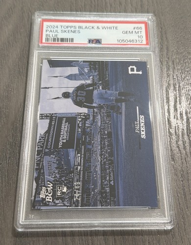 Topps 2024 Black & White Paul Skenes Pirates Rookie Blue /49 #66 PSA 10