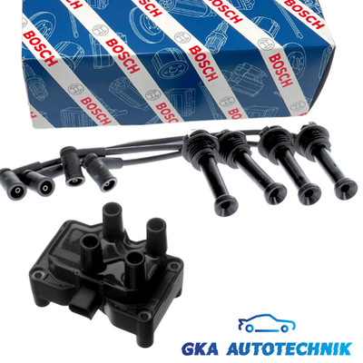 BOSCH Zündkabelsatz + Zündspule für FORD B- C-Max Fiesta 5 Focus 2 3 Mondeo 4