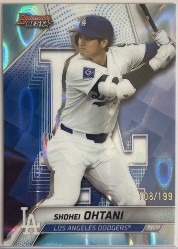 Shohei Ohtani 2025 Bowman Best Aqua Lava Refractor/ 199, #46. L.A. Dodgers.