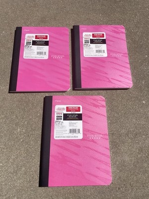 3-Mead FIVE STAR Composition Notebook 80 Sheets PINK Wide Ruled 9.75  X 7.5 