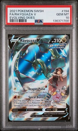 2021 Pokémon SWSH Evolving Skies Rayquaza V Alt Art PSA 10 NEW CERT