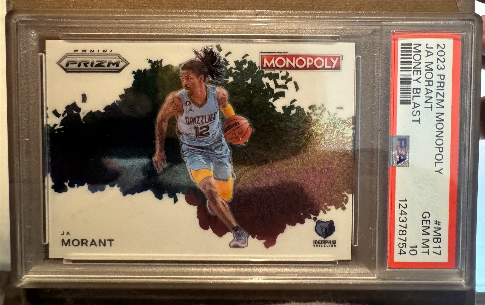 2023 Ja Morant PANINI PRIZM MONOPOLY MONEY BLAST WHITE PSA 10