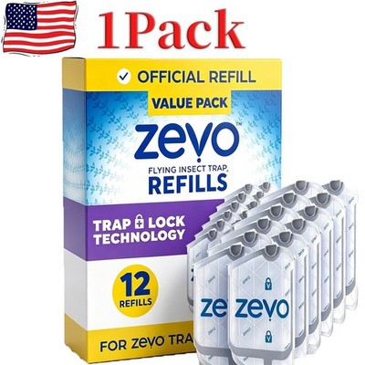 Zevo Flying Insect Trap Refill Cartridges -Easy to Use (12 Refill Cartridges)