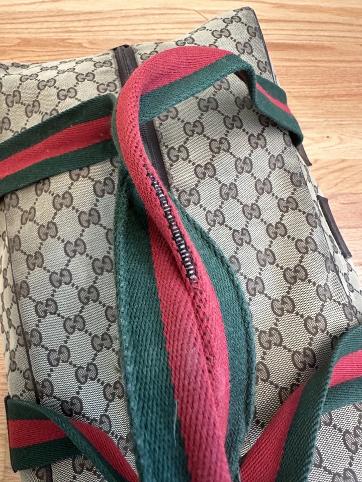 GUCCI GG Lona Línea Jerez Boston Bolso de Hombro Bolso de Viaje Cuero Foto 3 de 4