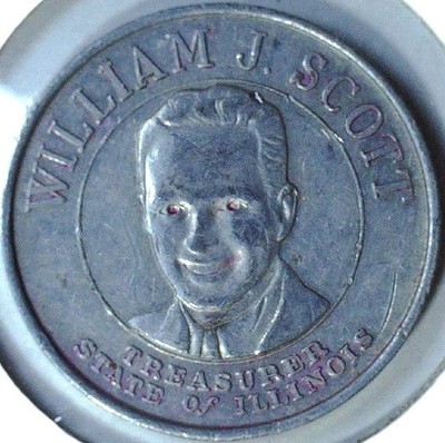 VINTAGE WILLIAM J. SCOTT 1818 COMMEMORATIVE - TREASURER OF ILLINOIS - EC 7666