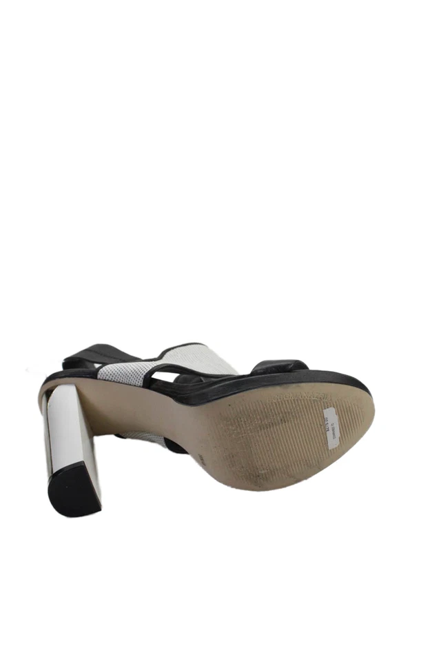 BCBG Max Azria Mujer Cuero Detalle Panel Puntera Abierta Tacones Blanco Talla 10 Foto 4 de 4