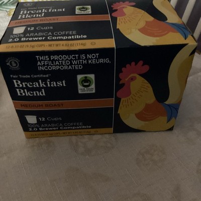 Cafissimo Coffee Breakfast Blend Medium Roast Pods 12 Cups Keurig 2.0 Fairtrade