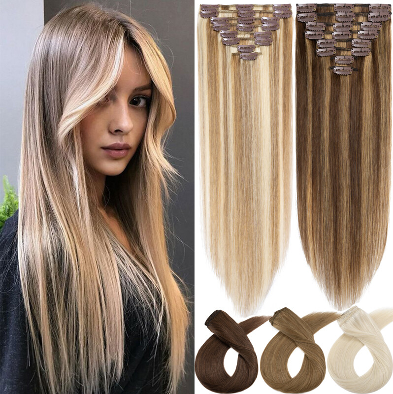 8Pieces Clip In Hair Extensions 100% Real Remy Human Hair  display picture 3