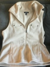 Chaps Women's Vest Size Xl Cream Colored Front Zipper With Pockets - New