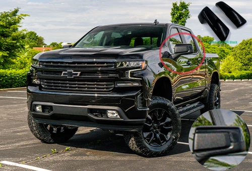 Painted Black 8555 84328136 Replace Mirror Covers For For 19-24 Silverado 1500