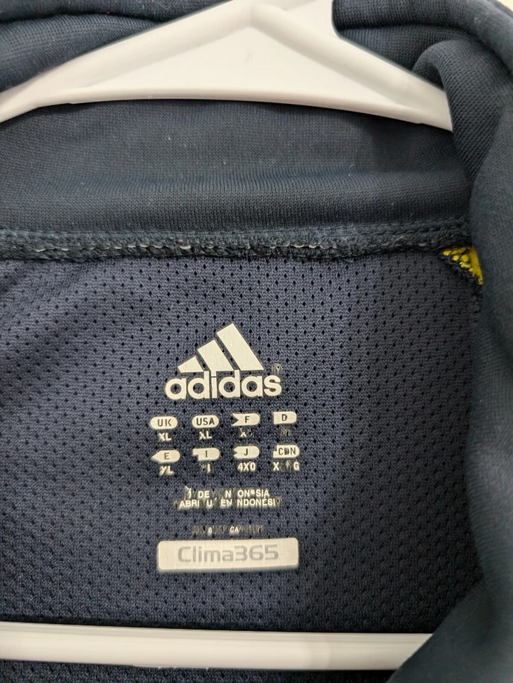 Adidas Clima365 Pullover Track Jacket 1/2 Zip Navy Blue Yellow Stripe Men’s XL - Image 2 of 4