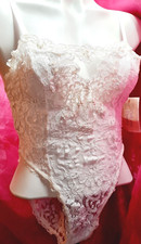 VTG CALIFORNIA DYNASTY Lace Teddy Lingerie Bridal SZ M White NEW