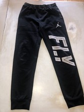 Jordan FLY Thermafit Black Sweatpants Gray Camo trim Pockets Size L 12-13 y