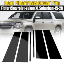 For 2015-2020 Chevrolet Tahoe GMC Yukon Gloss Black Door Pillar Trim Posts 6 Pcs