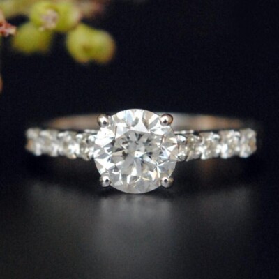 2 Ct Simulated Diamond Solitaire Wedding Engagement Ring 14K White Gold Plated