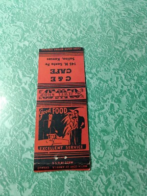 Vintage Matchbook Collectible Ephemera B23 Salina Kansas c&e Cafe food