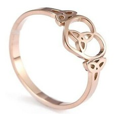 Anillo Corazón Celta Mujer Oro Rosa Acero Inoxidable Nudo Trinidad Banda