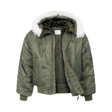 Army Parka Padded Bomber Jacket Military N2B Insulated Snorkel Hooded Coat Olive