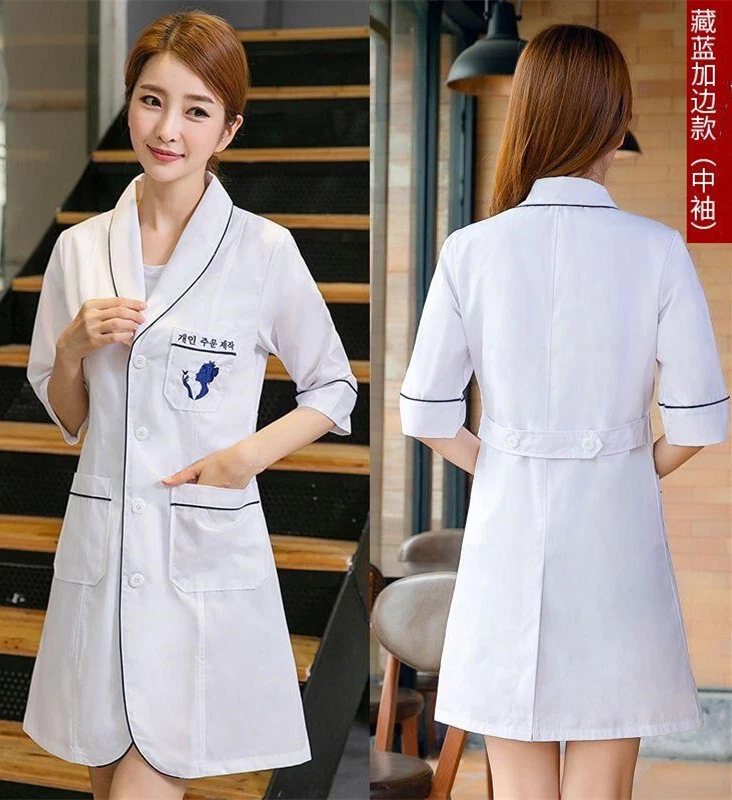 Women Nurse Female Doctor White Dress Beautician Lab Coat Work Clothes - Image 3 of 4