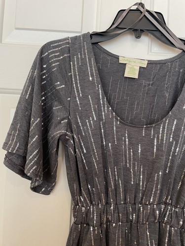 Anthropologie Staring At Stars Gray Silver Sequined Mini Dress Size XS - Picture 2 of 4