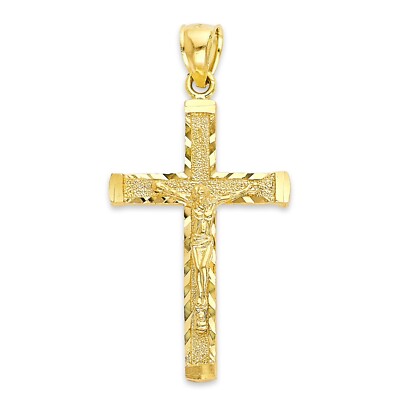 Solid Gold Cross Pendant, 10 or 14k, Crucifix Pendant Religious Jewelry for Men