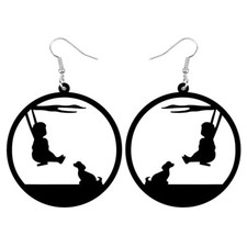 Acrylic Hollow Cute Swing Girl Dog Earrings Dangle Novelty Jewelry Charms Gifts