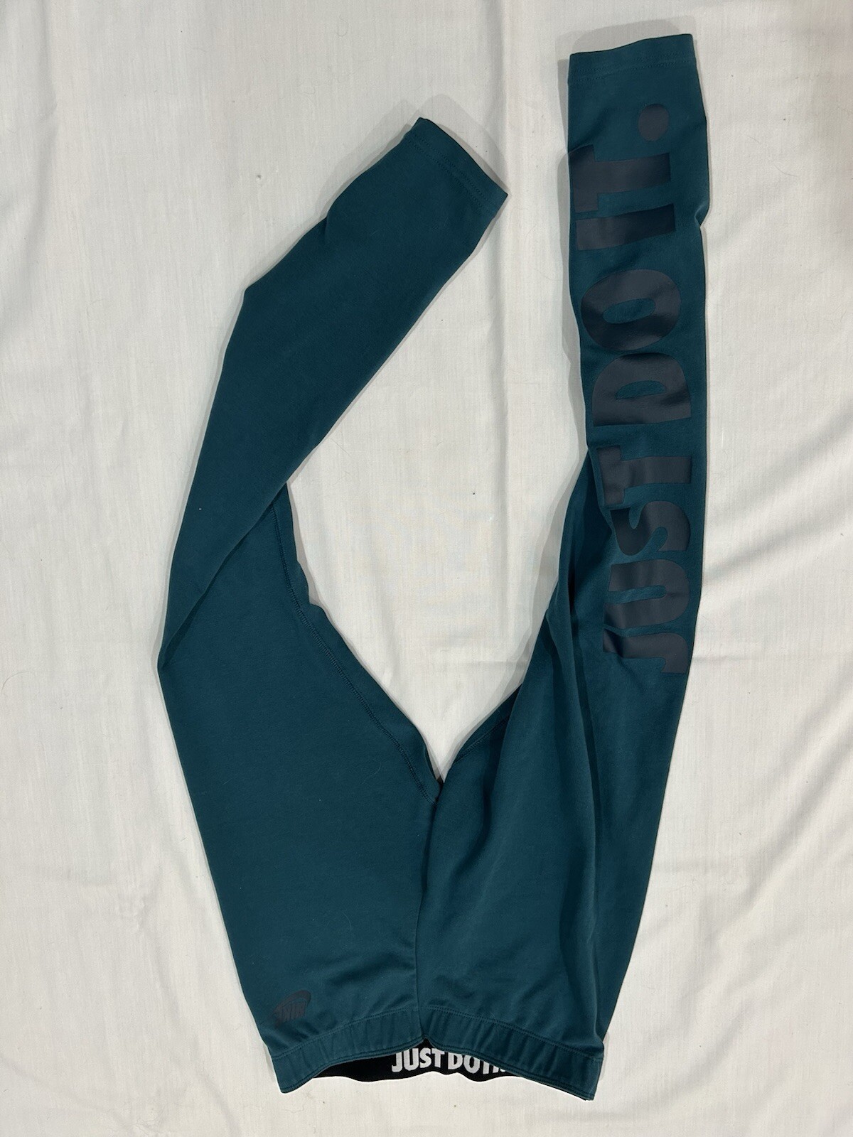 Nike Leggings Deep Teal Women’s Small Just Do It! On Leg And Back Of Waistband