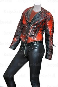 red studded jacket