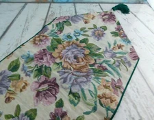Vtg Table Runner Floral w/ Tassels 53"x13.5" Decor Dining Room Linen Blend
