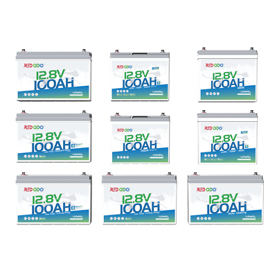 Redodo 12V 100Ah Batterie Lithium,Batterie LiFePO4 Énergie 1280Wh BMS 100A,Plus Légère Et Plus Compacte Que Batteries AGM,4P4S,Poids 10KG Pour Caravanes, Bateaux, Camping-Cars, Maison Solaire