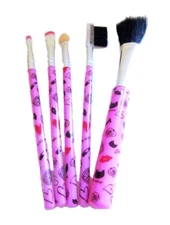 Makeup Brush Set Blush Concealer Eye Lip Brow Pink Gift Set, 5 Pc