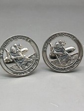 Mans New Catholic Swift Fisher .925 Sterling Silver Saint Christopher Cufflinks