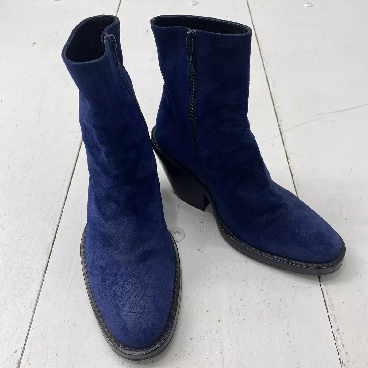 Blue suede booties ankle best sale boots