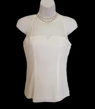 Winter White Illusion Tank Top Size M Medium NAKED ZEBRA Lace Camisole Shell Top