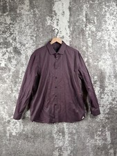 John Varvatos Shirt 17 34 / 35 Mens Red Herringbone Long Sleeve Button Slim Fit