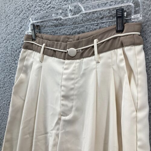 Cider High Waist Hose Plissee weites Bein Damen Größe M elfenbein beige Karriere - Bild 5 von 14