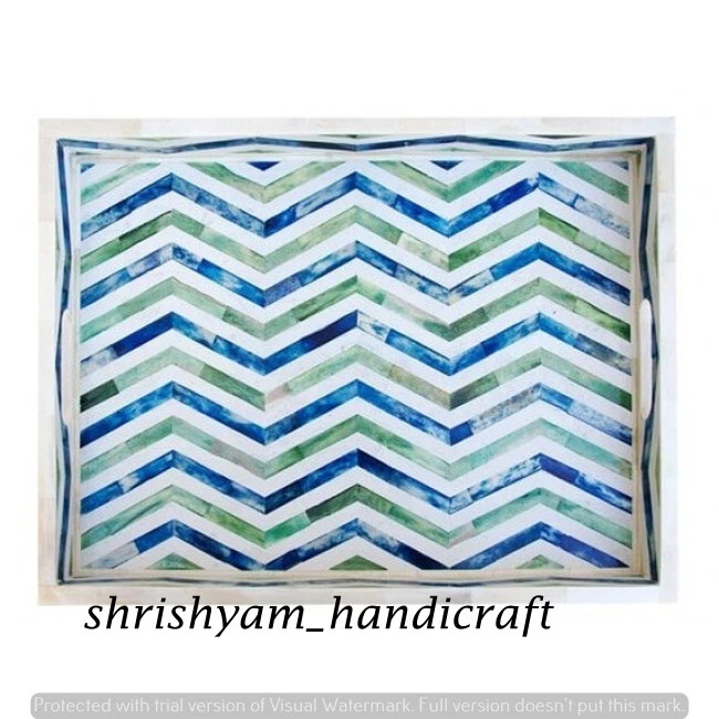 Handmade Bone Inlay Decorative Tray, Kitchen Tray, Breakfast Tray, Makeup Tray - Image 3 of 4