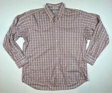 Izod Button Plaid Shirt Men XL 17.5 X 34/35 Cotton Easy Care 80s 2-Ply Pinpoint