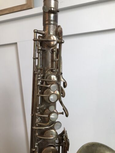 Vintage 1922 Silver C.G. Conn New Wonder C Melody Saxophone Sax + Original Case - Picture 6 of 12