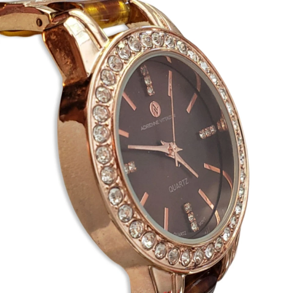 Adrienne Vittadini Crystal Tortoise Rose Gold Tone Bracelet Quartz Watch AD9417 - Image 4 of 4