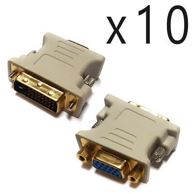 10 Pack DVI-I 24+5 Pin Dual Link Male to VGA Female Adapter Converter Monitor PC
