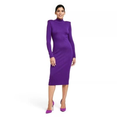 SERGIO HUDSON Target Strong Shoulder PURPLE Sweater Dress