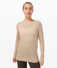 Lululemon Women's Long Sleeve Crewneck Pullover Cream Sweatshirt Size 6 EUC