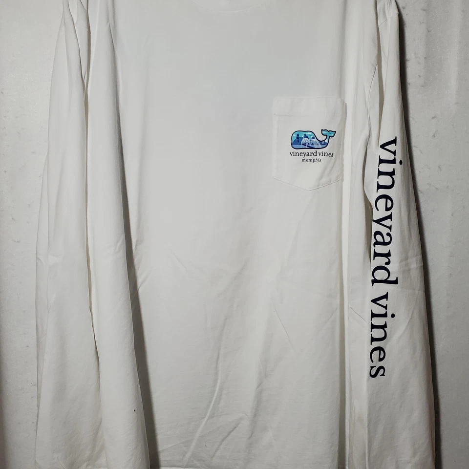 Camisa Vineyard Vines Para Hombre XXL Manga Larga Blanca Camiseta Memphis  Foto 2 de 4