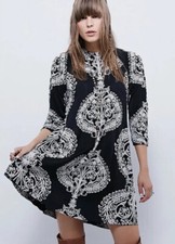 Free People New Romantics Fiesta Floral Boho Mock Neck Mini Dress Sz S
